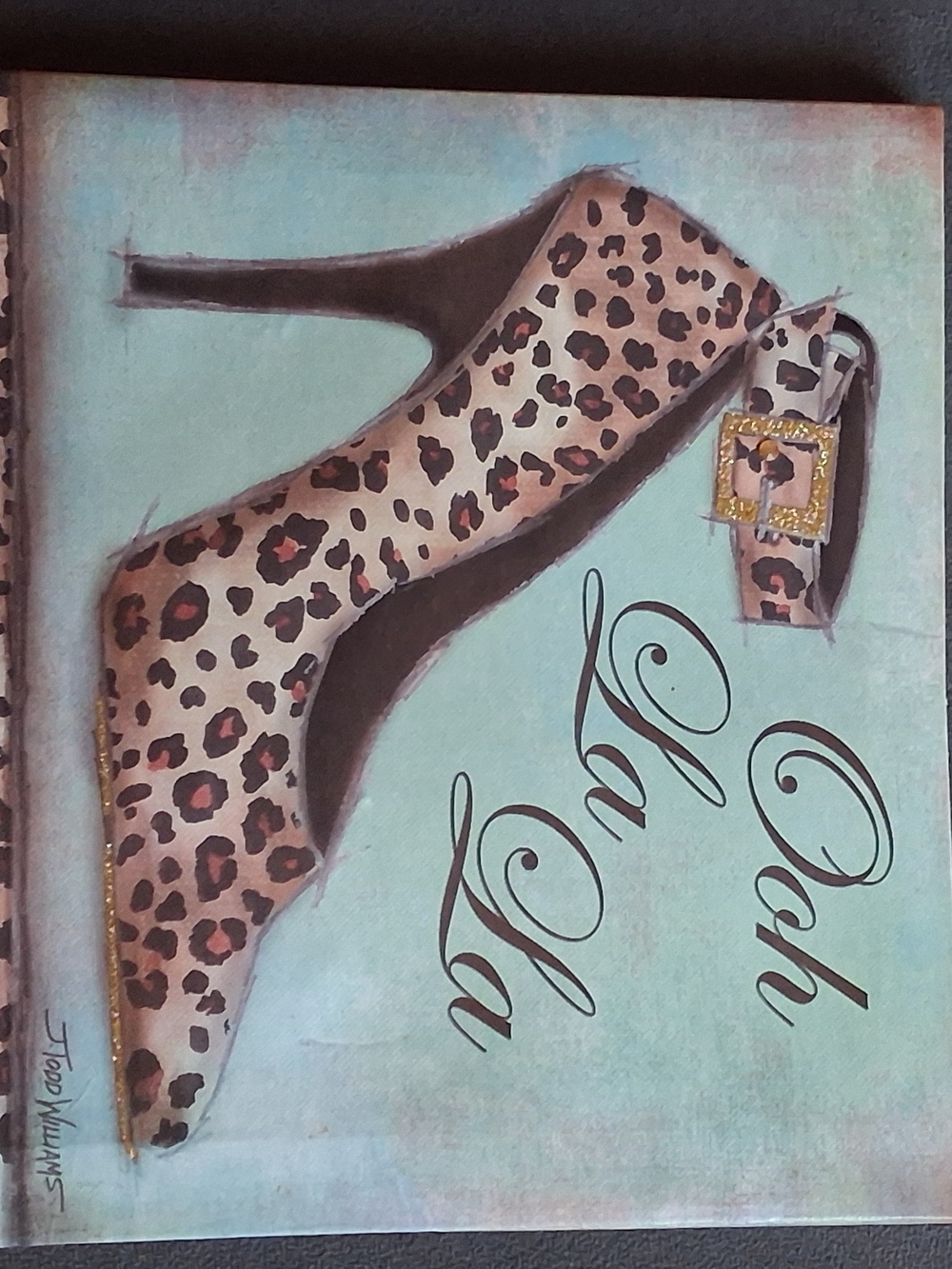 Leopard Print High Heel Shoe Fashion Canvas Print Vertical Ready To Hang Signed